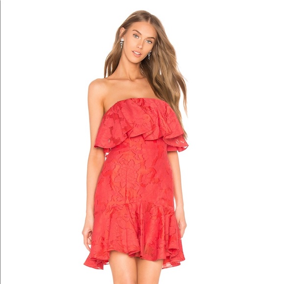 Keepsake strapless red coral dress NEW - Picture 2 of 6